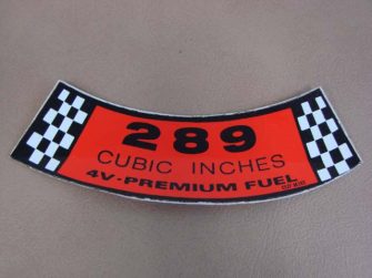 DDF009 Decal, 289 Cubic Inches 4V