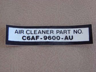 DDF011 Decal, Air Cleaner Part Number