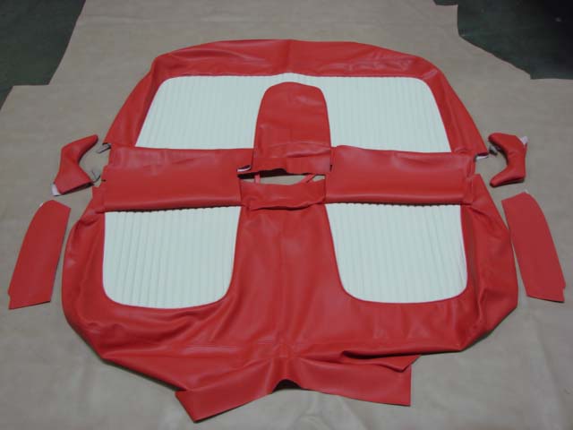 TSC 56RDE Seat Cover Red &#038; White With Emblem For 1956 Ford Thunderbird (TSC56RDE)