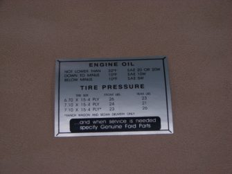 DDF459 Decal, Tire/Oil Pressure