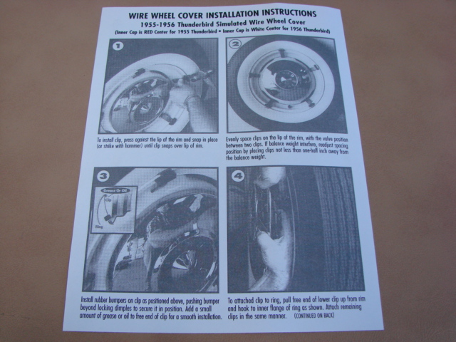 PLT 2 Wire Wheel Cover Instructions For 1955-1956 Ford Passenger Cars (PLT2)