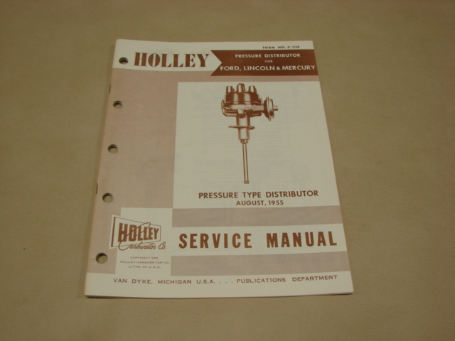 PLT 7 Distributor Manual For 1955-1956 Ford Passenger Cars (PLT7)