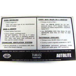 DDF209 Decal, Service Specifications