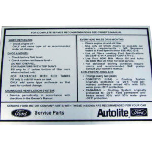 DDF223 Decal, Service Specifications