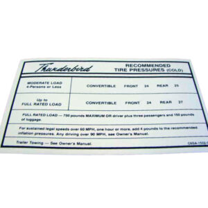 DDF406 Decal, Tire Pressure
