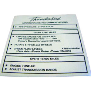 DDF409 Decal, Tire Pressure