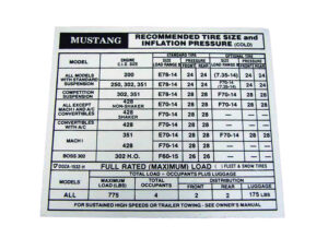 DDF426 Decal, Tire Pressure