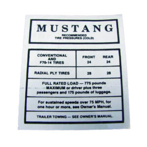 DDF432 Decal, Tire Pressure