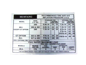 DDF433 Decal, Tire Pressure