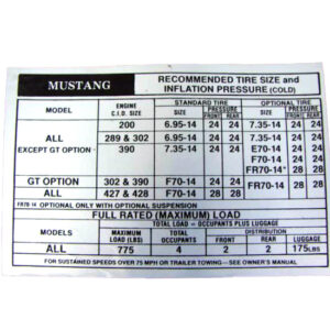 DDF433 Decal, Tire Pressure