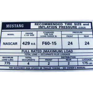 DDF434 Decal, Tire Pressure