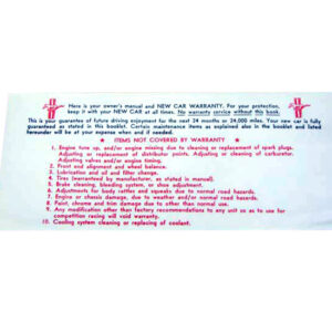 DDF435 Decal, Owners Manual Sleeve