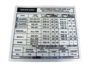 DDF438 Decal, Tire Pressure
