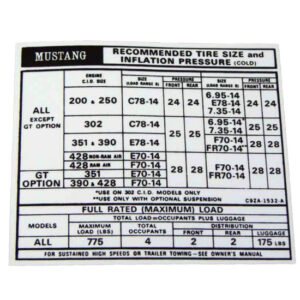 DDF444 Decal, Tire Pressure