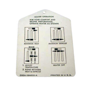 DDF445 Decal, Heater Instruction Tag