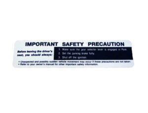 DDF449 Decal, Safety Precaution