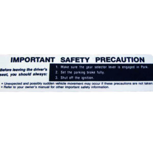 DDF449 Decal, Safety Precaution