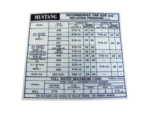DDF455 Decal, Tire Pressure
