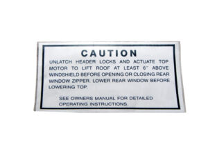 DDF457 Decal, Convertible Top Warning