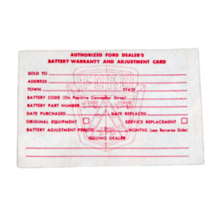 DDF476 Battery Warranty Card