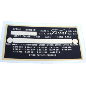 DDF485 Decal, Patent Plate
