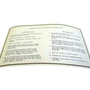 DDF508 Decal, Convertible Top Instructions